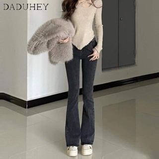 DaDuHey💕 (7 Colors) High Waist Jeans Womens New Elastic Slim Fit  Hot Girl Bell-Bottom Jeans Pants Bootcut Jeans