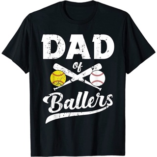 เสื้อยืดแขนสั้น พิมพ์ลาย Dad Of Ballers Dad Of Baseball 3 มิติ คุณภาพสูง สไตล์พังก์ ญี่ปุ่น สําหรับผู้ชาย