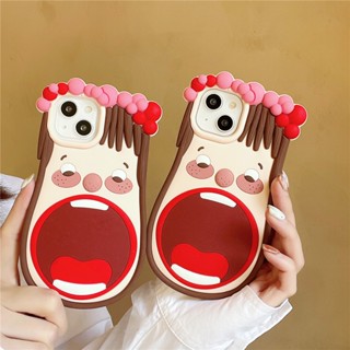 เคสโทรศัพท์มือถือ ซิลิโคนนิ่ม ลายเด็กผู้หญิงปากใหญ่ สําหรับ iphone 14 Pro Max 13 Pro Max 12 Pro Max