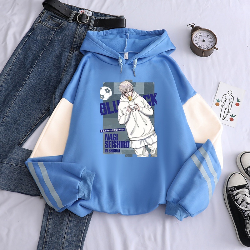 Gc1 Blue Lock Hoodie ยาว Leeve Tops อะนิเมะเสื้อกันหนาวกราฟิก Nagi ...