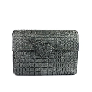 สอบถามสต๊อคก่อนสั่งซื้อ❗กระเป๋าถือลายหนังจระเข้ เงินแท้รมดำ 92.5% :Clutch Bag Crocodile Bag Collection [WSPP0029PW]