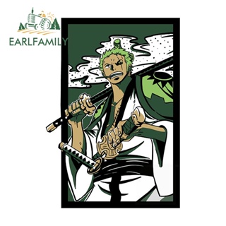 Earlfamily สติกเกอร์ ลายการ์ตูนอนิเมะ One Piece Zoro VAN JDM กันน้ํา สําหรับติดตกแต่งหน้าต่างรถยนต์ 13 ซม. x 9.2 ซม.