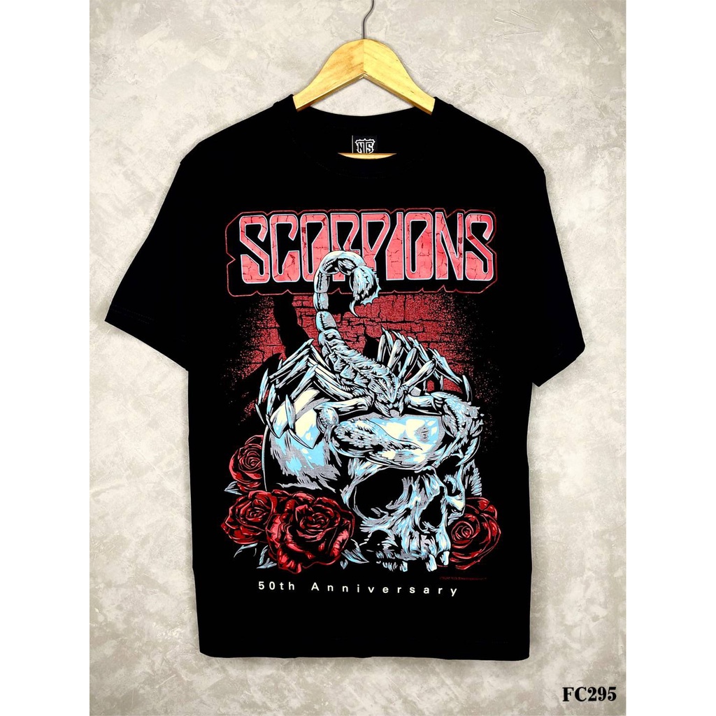 scorpionsเสื้อยืดสีดำสกรีนลายfc295