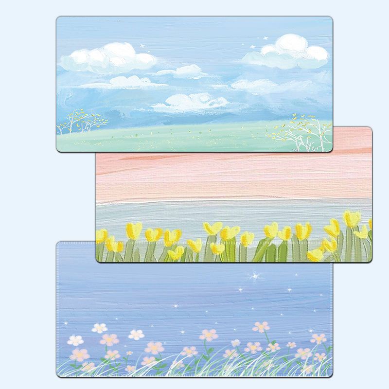 แผ่นรองเมาส์เกมมิ่ง XL 80x30cm / XXL 90x40cm ลายทิวทัศน์วาดภาพสวย กันลื่น กันน้ำ ขอบเย็บแน่น สำหรับเกมเมอร์ PC Laptop | Gaming Mouse Pad XL/XXL Desk Mat Anti-Slip Waterproof