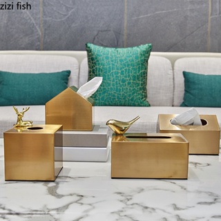 Decorative Brass Bird Tissue Box Holder for Car Paper Organizer Copper Napkin Holder Box Desktop Kitchen Boxes for Decor