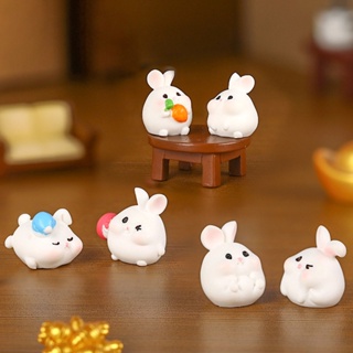 【AG】5Pcs Easter Bunny Figurines Handmade Miniature Resin Craft Figurine Gardening Decoration Lovely Dollhouse