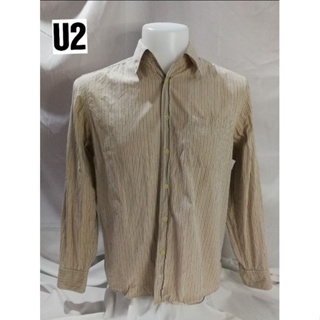 U2 Brand_2nd hand (BK3) เสื้อเชิ้ตแขนยาวลายทาง​ 💯% COTTON/ Size L​ ป้ายตัด/แท้มือสองกระสอบนำเข้า​