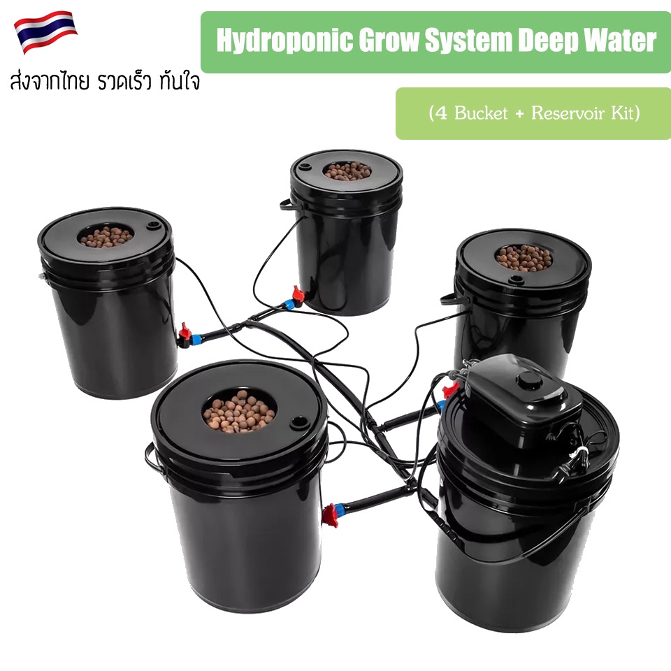 ชุดปลูกครบเซ็ท-hydroponic-grow-system-deep-water-culture-dwc-complete-kit-4-bucket-reservoir-kit-full-set