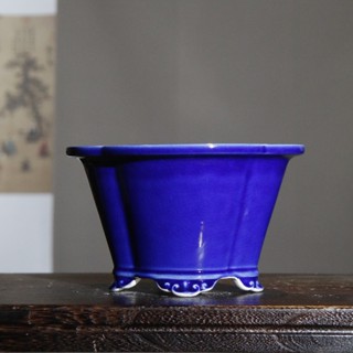 Jingdezhen กระถางดอกไม้เซรามิค เคลือบเงา รูปดอกกล้วยไม้ สีฟ้า สีขาว สไตล์โบราณ