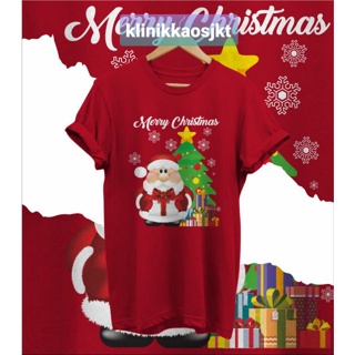 （HH）T-shirt เสื้อยืด พิมพ์ลายคริสต์มาส TREE SANTA MERRY CHRISTMAS แขนสั้นปีใหม่ ty