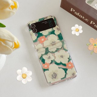 เคสโทรศัพท์มือถือ PC แข็ง แบบใส กันกระแทก ลายดอกไม้ทิวลิป สร้างสรรค์ สําหรับ Samsung Galaxy Z Flip 3 5G 3in1 Z Flip 4