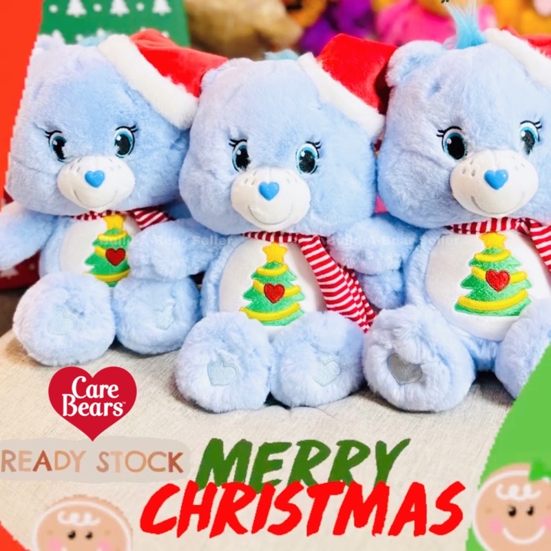ตุ๊กตาแคร์แบร์คริสมาส-พร้อมส่ง-สินค้าแท้-care-bears-แคร์แบร์-สีฟ้าอ่อน-ลิขสิทไทย