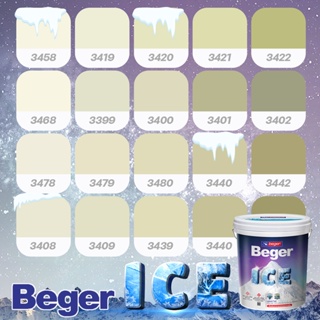 Beger สีเขียวหม่น กึ่งเงา ขนาด 1 ลิตร Beger ICE สีทาภายนอกและใน เช็ดล้างได้ กันร้อนเยี่ยม เบเยอร์ ไอซ์