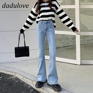 DaDulove💕 New Korean version of light blue jeans high waist elastic micro flared wide leg pants fashion casual pants