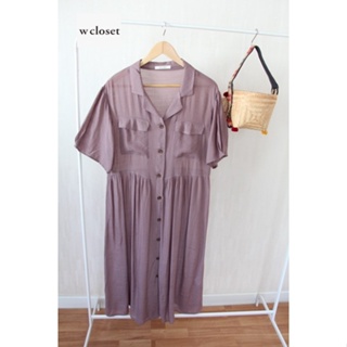 w closet x cotton dress สีม่วงตุ่นอมชมพูสวย อก 38 ยาว 44  freesize code: 464(12)