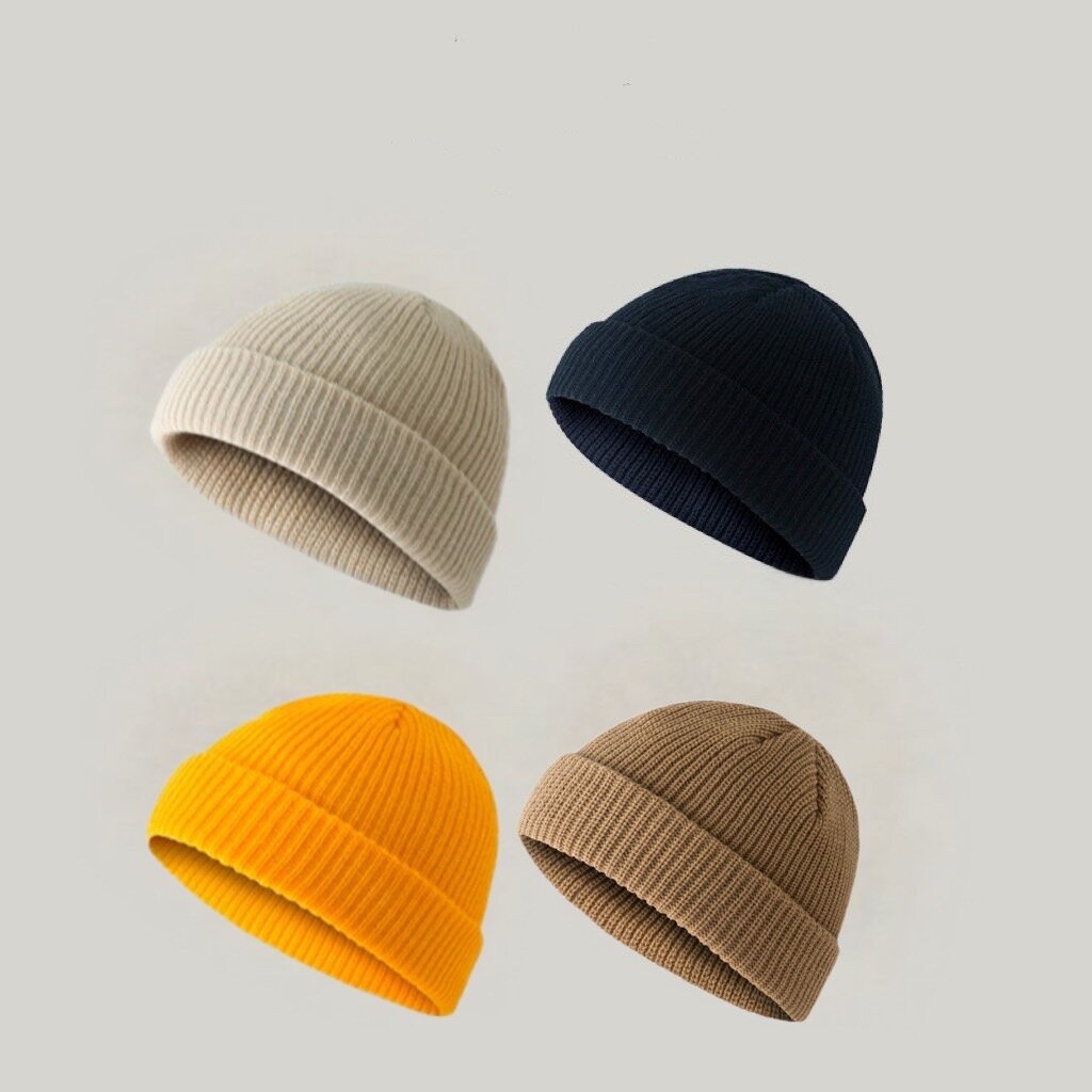 หมวกถัก-หมวกไหมพรม-สวมพอดีศีรษะ-สีพื้น-พร้อมส่ง
