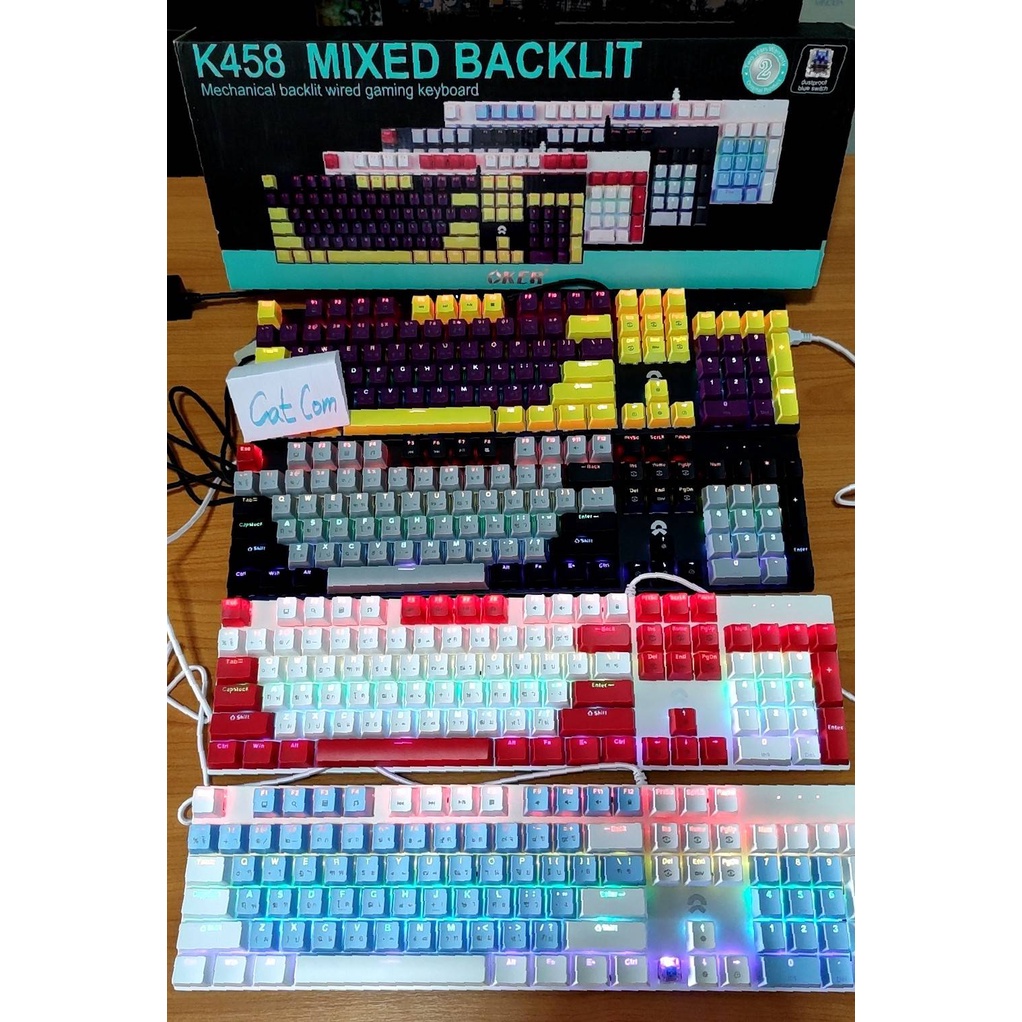 keyboard-gaming-mechanical-oker-k458-mixed-backlit-blueswitch-รับประกัน2ปี