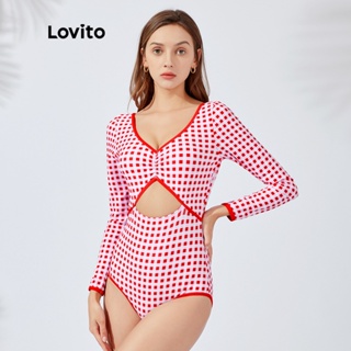 สินค้า Lovito เสื้อแขนยาว ลายสก๊อต สง่างาม L26AD004 (สีแดง)