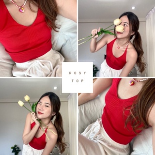 พร้อมส่ง Rosy top เสื้อกล้าม ผูกคอ สีแดง ใส่ไปเที่ยวสวยๆ