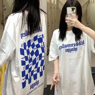 เสื้อยืดทรงหลวมสไตล์เกาหลีผู้หญิง oversize เสื้อผ้าแฟชั่นวัยรุ่น เสื้อโอเวอร์ไซส์ลายการ์ตูน วินเทจ คอกลม สตรีท ฮิปฮอป