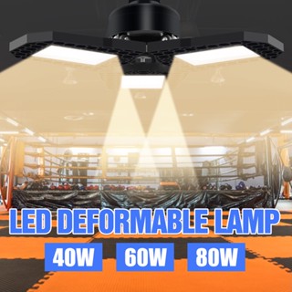 ยูเอฟโอไฟ LED E27 เปลี่ยนรูปไฟ LED โรงรถ 40W 60W 80W หลอดไฟ LED 220V พับ E26 คลังสินค้าแสงอุตสาหกรรม 110V 2835