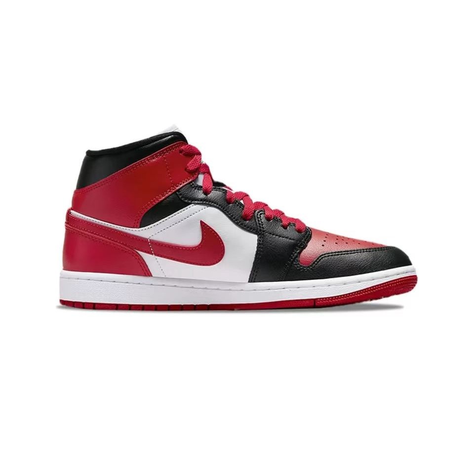 รองเท้าบาสเก็ตบอล-air-jordan-1-mid-bred-toe-ลิขสิทธิ์แท้