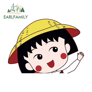 Earlfamily สติกเกอร์ ลายการ์ตูน Chibi Maruko-chan Peeker สําหรับติดตกแต่งหน้าต่างรถยนต์ แล็ปท็อป 13 ซม. x 9.3 ซม.