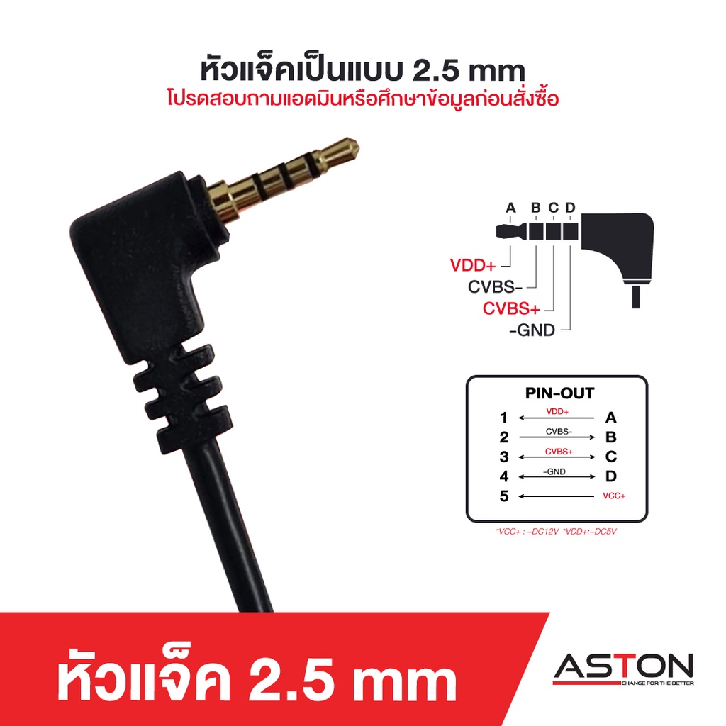 aston-สายต่อกล้องหลัง-แบบ-5-พิน-เพิ่มความยาว-6-5-เมตร