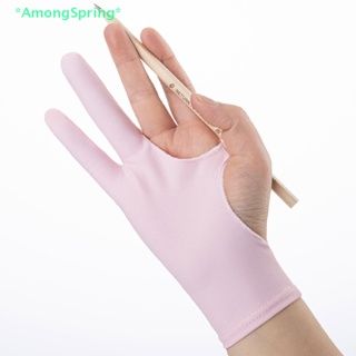 AmongSpring&gt; 1pc Black 2 Fingers Anti-fouling Gloves Anti Touch Hand Drawing Wrig Glove new