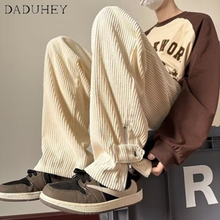 DaDuHey🔥 Mens Fashion Hong Kong Style Velvet Padded Overalls Trendy Couples Loose Corduroy Casual Pants