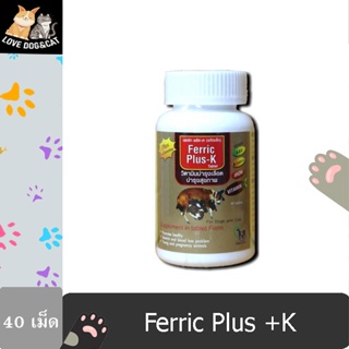 สินค้า (ชนิดเม็ด) Ferric Plus-K วิตามินบำรุงเลือด  สำหรับสุนัขและแมว 40 เม็ด
