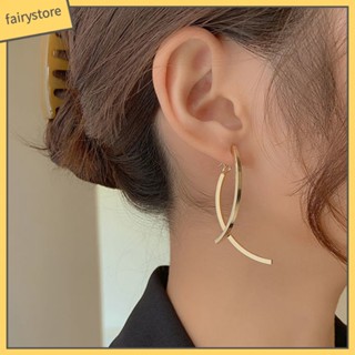 Fairystore| 1 คู่ ชุบไฟฟ้า ผู้หญิง ต่างหู สวมใส่ทุกวัน ผู้หญิง โค้ง ไม้กางเขน ต่างหู เครื่องประดับ ปาร์ตี้ เรขาคณิต