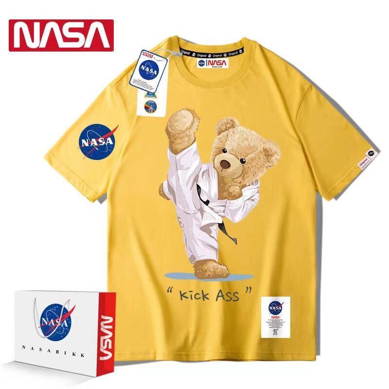 nasa-ร่วมเทควันโดหมี-2022-การ์ตูน-oversize-แขนสั้นเสื้อยืดผู้ชายและผู้หญิงคู่เสื้อหลวม-59