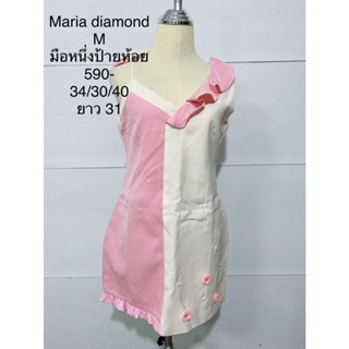 เดรสสั้น สีชมพู MARIA DIAMOND SIZE M มือหนึ่งป้ายห้อย