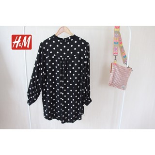 &amp;M x Cotton Dress shirt x Polka dot  อก 46 ยาว 35 ❌ตำหนิด้ายรันนิส • Code : 593(10)