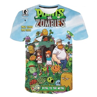 Cloocl ใหม่ เสื้อยืดแฟชั่น พิมพ์ลาย Plants Vs Zombies Game 3D สําหรับเด็กผู้ชาย เด็กผู้หญิง