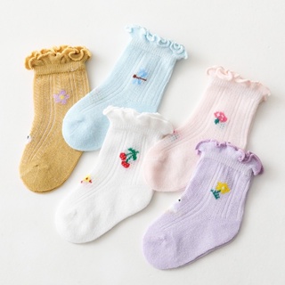 ถุงเท้าลูกไม้เด็ก เกาหลี ดอกไม้ ถุงเท้าออกงาน ไซส์ 6 เดือน-5ขวบ