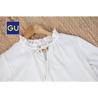 GU x  Cotton ขาวครีม คอระบาย สภาพใหม่ • อก 40 ยาว 23 ป้าย M