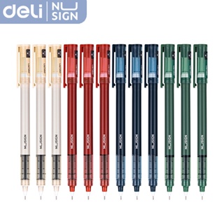 Deli ปากกาเจล ปากกาหมึกซึม ปากกาหมึกน้ำ หมึกสีดำ ขนาดเส้น 0.5mm  เครื่องเขียน Roller Pen แพ็ค 12 แท่ง encoremall