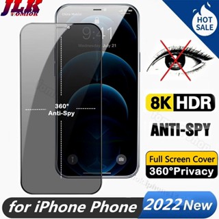 [JLK] New Upgrade 360° Privacy Tempered Glass Screen Protector Film for iPhone 15 14/13/12/11 Pro XS Max XR X Mini SE 2020/2022 6/6S/7/8 Plus Anti-Peeping/Spy/Fingerprint Screen Cover