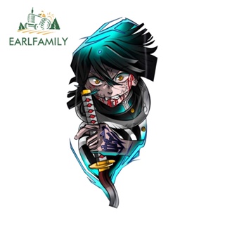 Earlfamily สติกเกอร์ไวนิล กันน้ํา พิมพ์ลาย Demon Slayer 13 ซม. x 6.2 ซม. สําหรับตกแต่งกระจกรถยนต์