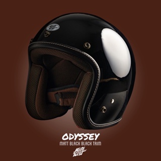 สินค้า MOTOTWIST หมวกกันน็อคแบรนด์ไทยงานคุณภาพ รุ่น Odyssey สีดำเงา ขอบดำเดินด้าย ไซส์ S-XXL