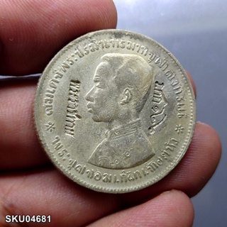 เหรียญบาทเงิน พระบรมรูป-ตราแผ่นดิน เหรียญตอกตราสัญญลักษณ์การค้า พระราชทาน ร.ศก ๑๒๖ รัชการที่ ๕