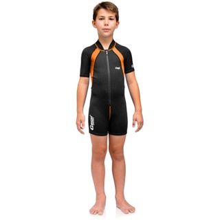 CRESSI KIDS SHORTY WETSUIT BLACK/ORANGE ชุดดำน้ำ เว็ทสูท กางเกงขาสั้น สำหรับเด็กโต อุปกรณ์ดำน้ำ