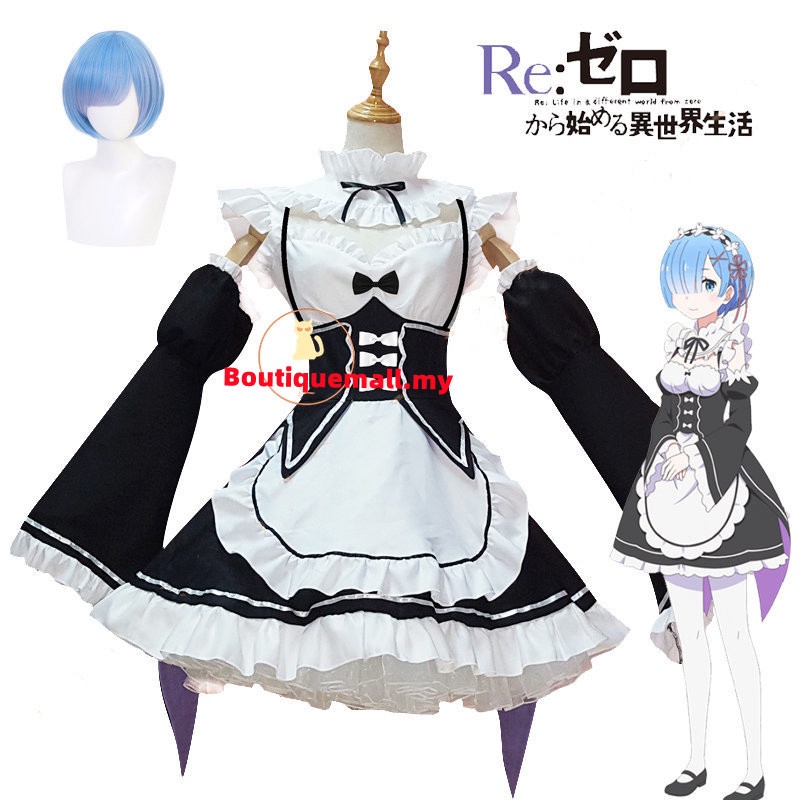 ram-rem-ชุดคอสเพลย์-วิกผม-ชุดแม่บ้าน-อนิเมะ-re-zero-starting-life-in-another-world-maid-สําหรับผู้หญิง-เทศกาล-ปาร์ตี้