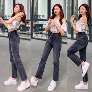 s-38 Atom jeans กางเกงยีนส์ทรงกระบอกเล็ก สีดำฟอก ผ้าไม่ยืด มีไซส์ใหญ่