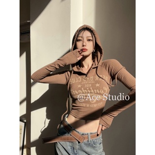 Ace Studio เสื้อครอป ins เสื้อคลุม สไตล์เกาหลี ทันสมัย พิเศษ fashion A29J08D 37Z230910