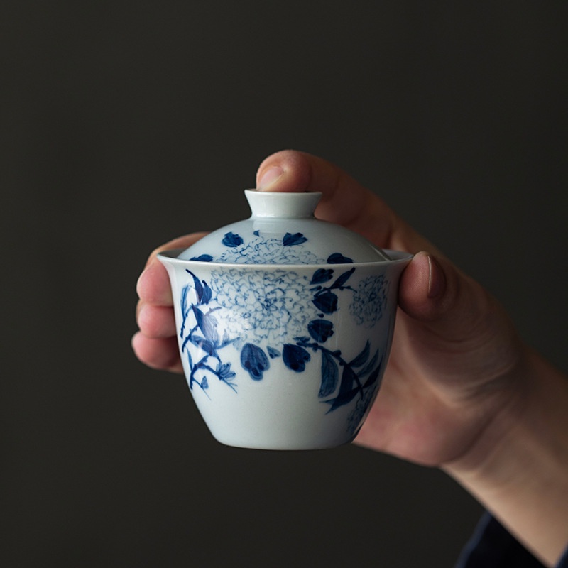 huayun-ชุดถ้วยชาเซรามิค-พร้อมฝาปิด-สีเทา-สีเขียว-สําหรับครัวเรือน