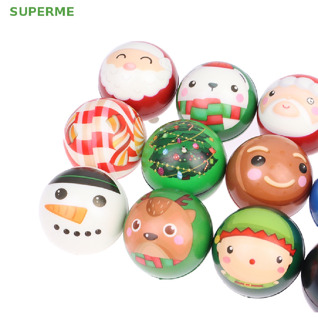 superme-ขายดี-ลูกบอลโฟม-pu-ฟองน้ํา-ลายคริสต์มาส-ไอออน-ขนาด-63-มม-สําหรับคลายเครียด