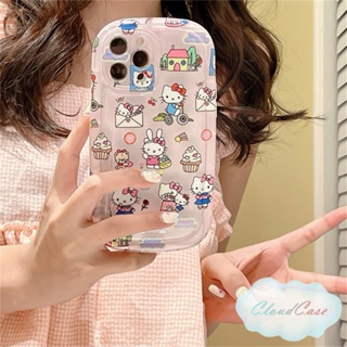 เคสซิลิโคนนิ่ม ลายการ์ตูนแมว สีชมพู สําหรับ iPhone 15 14 13 12 11 Pro Max X Xr Xs 8 7 6 Plus SE 2020